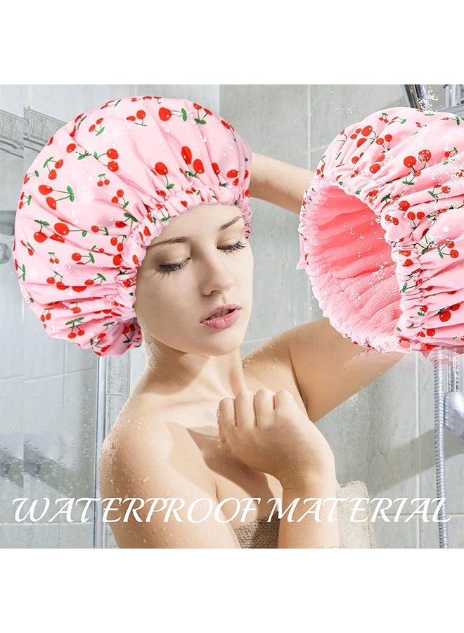 Shower Cap, Double Layer Elastic Adjustable Caps, Shower Caps for Long Thick Hair - Image 5